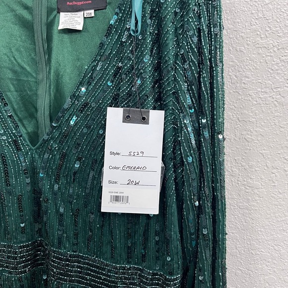 NEW $598 MAC DUGGAL 5529 EMERALD GREEN SEQUIN MIDI DRESS 5529 Plus Size … - Picture 15 of 16